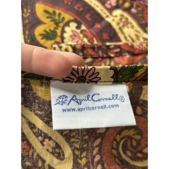 April Cornell Set Of Four Paisley Eggplant Red Square Cloth Cotton Napkins - Picture 4 of 10